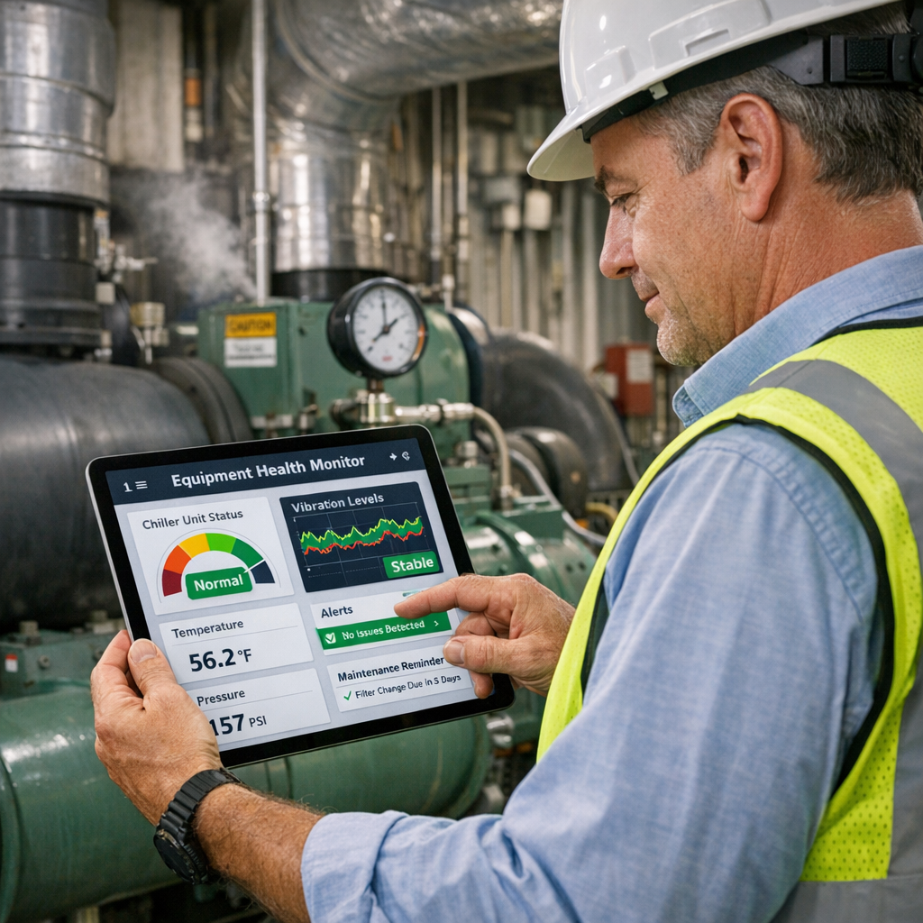 Facility Manager Monitoring HVAC Equipment Proactively